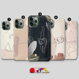 Black Cat Phone Case Pet Kitten Cover fit for iPhone 15, 14 Pro, 13 Pro, 12, 11 & Samsung a15, s24, s23, s22, s21, 20 cut pixel case.