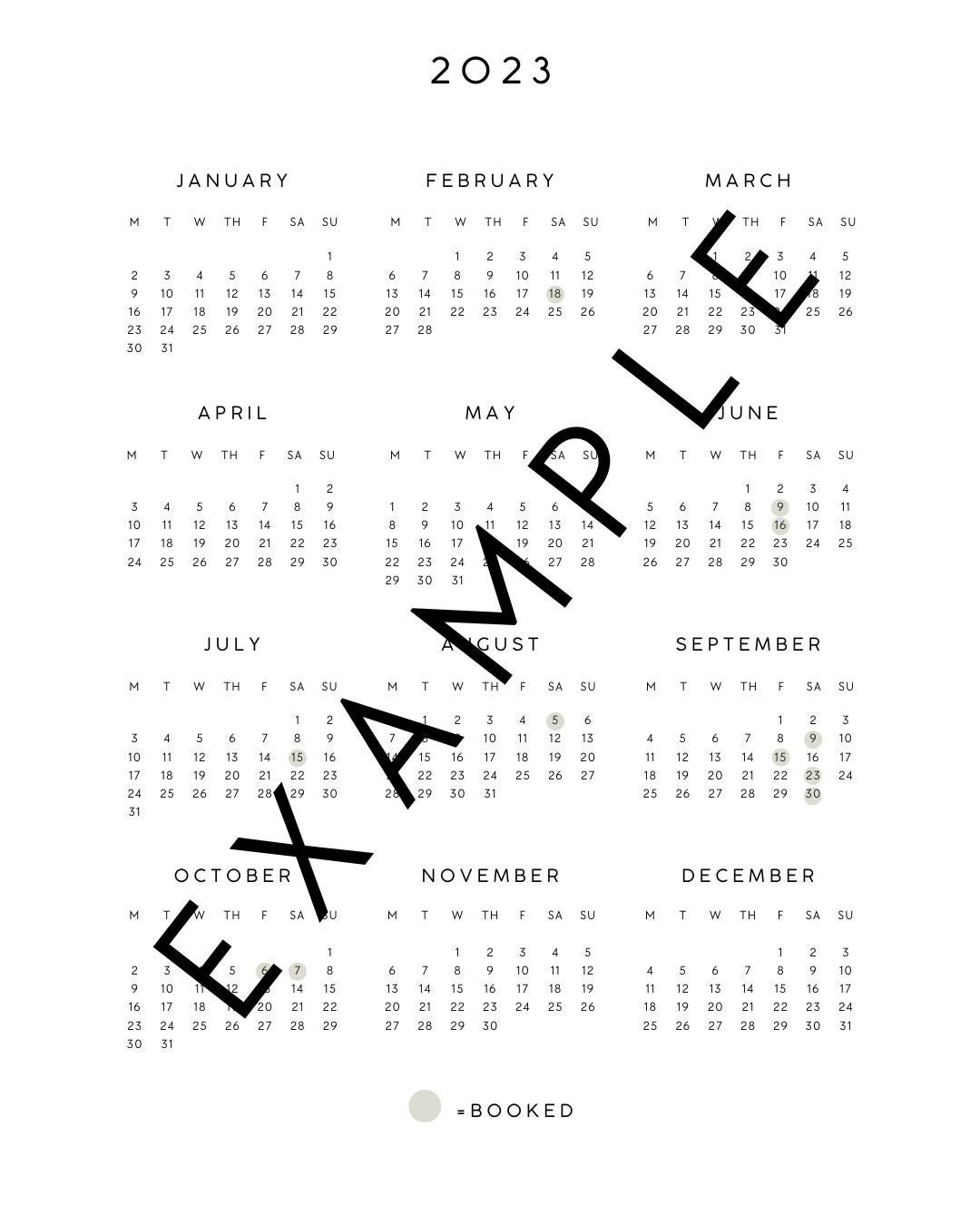 2023 And 2024 Simple Yearly Calendar Etsy