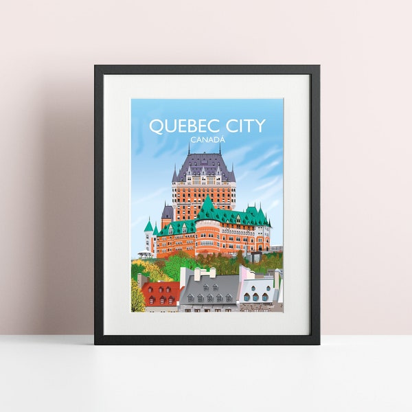 Quebec City Wall Art | Detailed Illustration | The Fairmont Le Château Frontenac | Print | Various Sizes