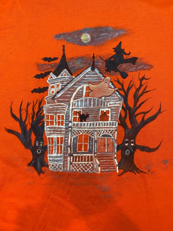 Vintage 80s 90s Haunted House Hand Painted Tshirt… - image 4