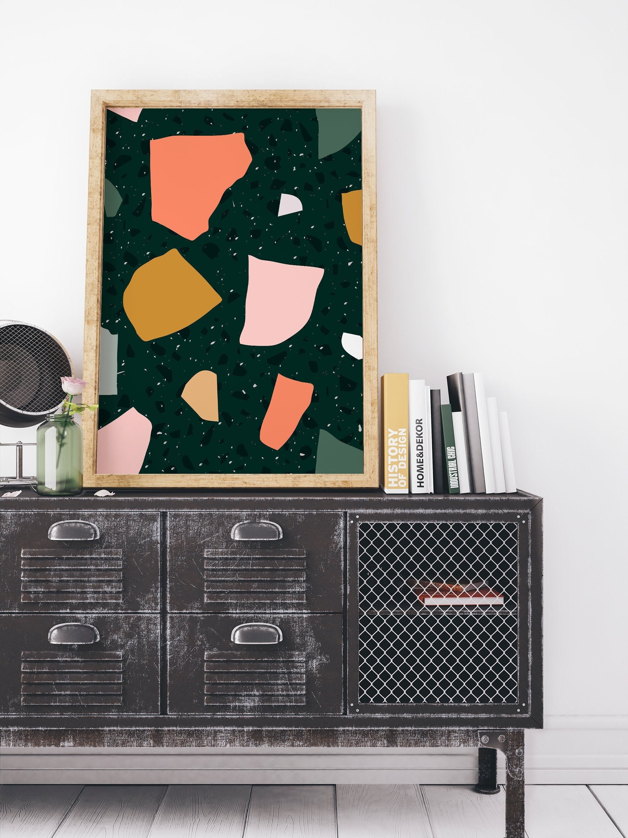 Green Terrazzo Poster Terrazzo Print Boho Wall Art Boho Print Boho Wall ...