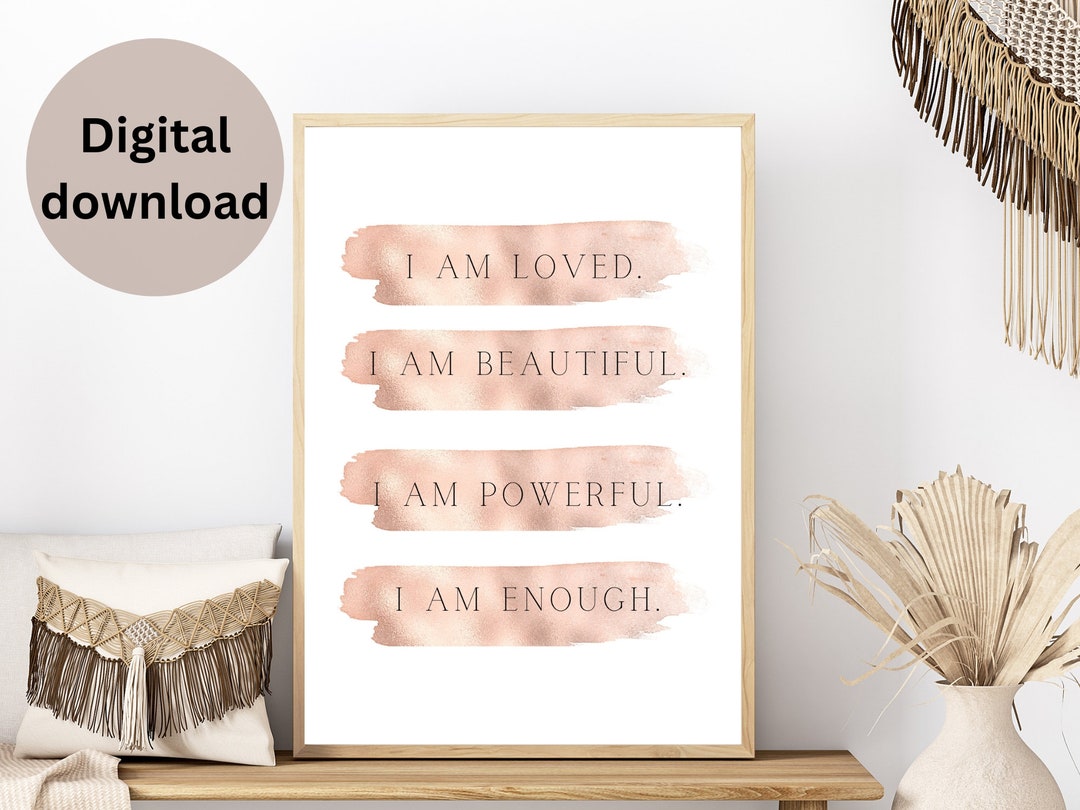 Positive Affirmation Printable Wall Art, I Am Enough, Law of Attraction ...