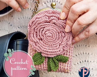 Crochet Purse Pattern | Crocheted Floral Coin Purse Pattern | Crochet Coin Bag Pattern | Crochet Coin Bag