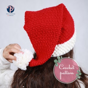 Christmas stocking hat, Christmas Crochet Pattern, Christmas hat, Crochet stocking hat Pattern,  Winter Hat Pattern, Crochet hat pattern,