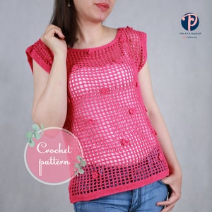 PDF Crocheted Lace Top Pattern |  Crochet Top Pattern | Crochet Lace Top Pattern with blooms | Blooming lace Top pattern