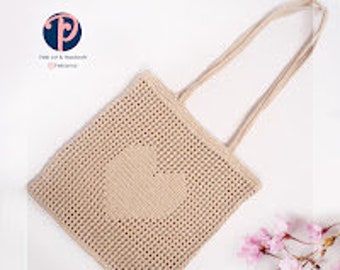 Beige Sustainable Crochet Market Bag | Handcrafted Shopping Bag | Eco-Friendly Market Bag | Everyday Tote Bag