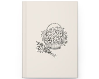 Hardcover Journal Matte | Minimalist Floral Basket