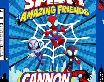 Etichetta per sacchetti di patatine di Spidey e i suoi amici, bomboniera personalizzata (download digitale)
