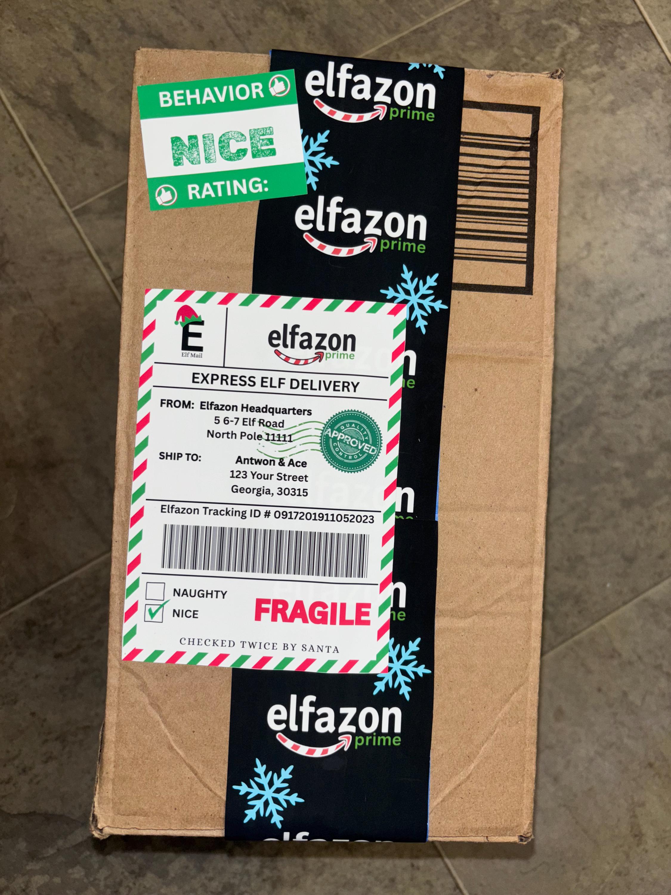 Editable Elfazon Shipping Label | Elf-themed Printable | Canva Template ...
