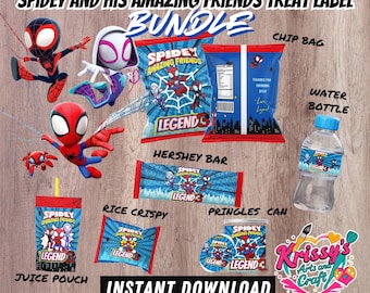 Spidey and Friends Treat Labels: Superhero Birthday Party Printables (PDF/PNG Bundle)