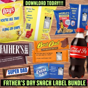 Father's Day Snack Label Bundle. Happy Father's Day Treat Labels. Father's Day Snacks. Digital Download. Dad Joke Snack Labels. Snack Favors