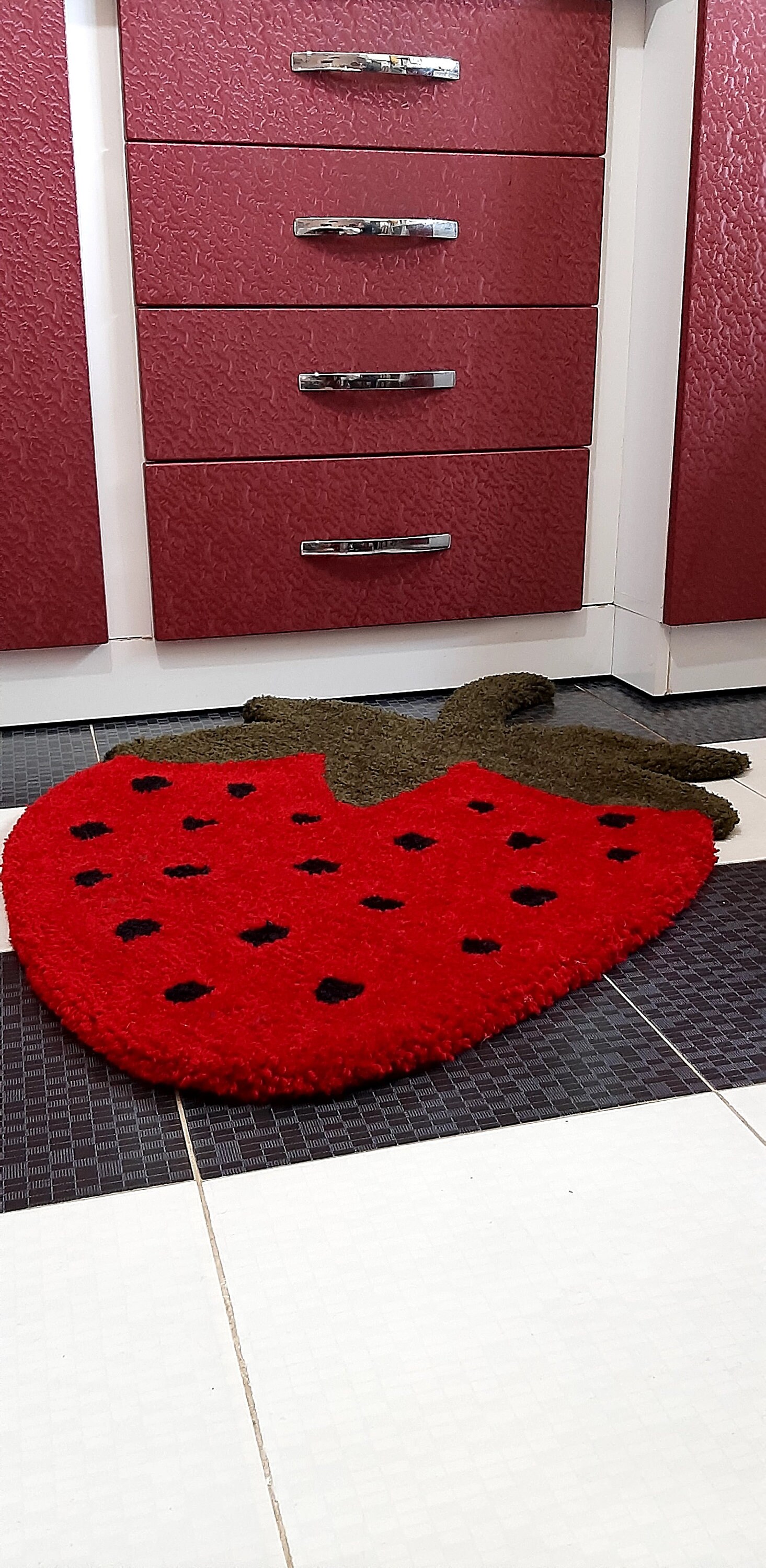 Strawberry Rug Kitchen Red Tufted Rug Bathroom Living Room Etsy UK