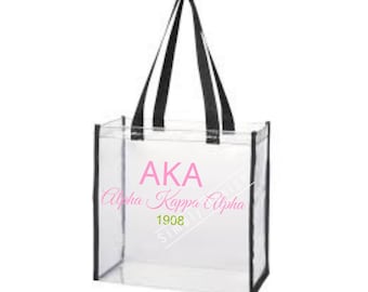 Pink and Green Clear Tote| Sorority Game Day Tote