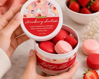 Strawberry Shortcake Macaron Wax Melts | Strong Soy Blend Melts | Sweet Bakery Scent