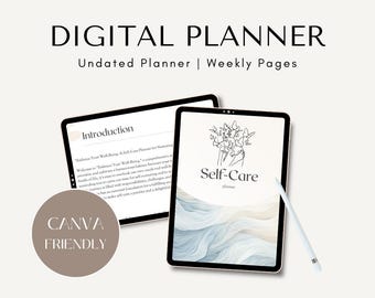 Self Care Planner - Canva Friendly - iPad Planner - Daily Planner - Mental Health Mindfulness Healing Anxiety Self Love