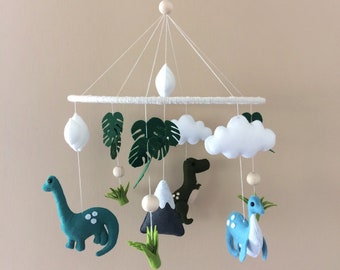 Dinosaurs crib mobile - baby felt mobile dinosaurs