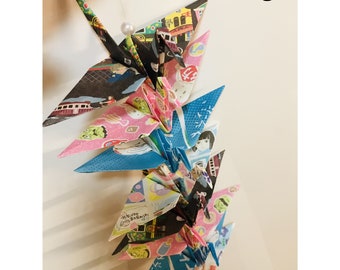 String of Origami Cranes (Spirited Away, Version #1, Studio Ghibli, Japanese, Otaku, Anime, No Face, Soot Sprite, Haku, Gift Idea, Birthday)