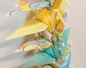 String of Origami Cranes (Sumikko Gurashi, kawaii, cute, Japan, chiyogami, orizuru, gift idea)