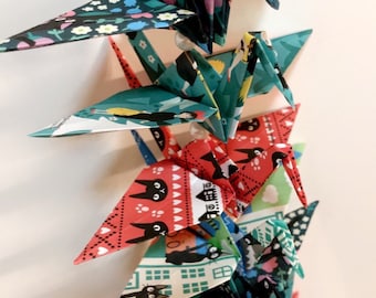 String of Origami Cranes (Kiki’s Delivery Service, Version #1, Studio Ghibli, Jiji, Otaku, Anime, Japanese, Birthday Gift, Gift Idea)