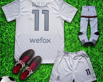 Milan Pulisic #11 White Soccer Jersey & Shorts with Socks Kit Set for Boys and Girls Youth Sizes