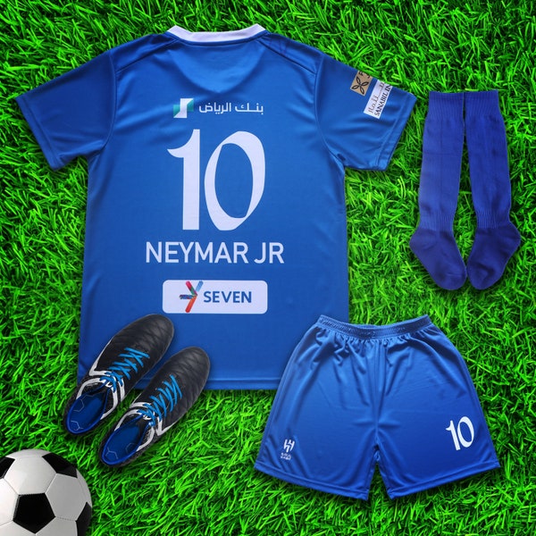 Al Hilal #10 Neymar New Home Soccer Jersey & Shorts with Socks Set for Boys and Girls Youth Sizes