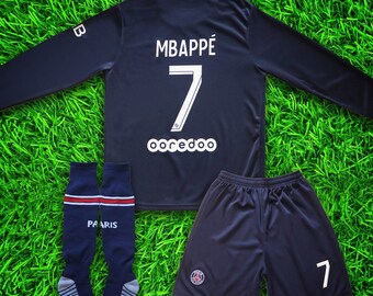 LISIMKE France Soccer Team Mbappe Kid Youth Replica Jersey Kit Jersey & Shorts & Socks 