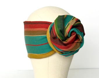 Serre-tête extra long et large réglable, Serapes multicolores filés dans la maison, serre-tête avec fil, serre-tête tissé, turban, accessoires pour femme