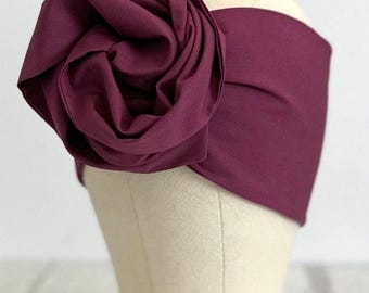 Extra Long Wide Wire Headband, Mulberry Mauve Solid Colored, Wired Headband, Fabric Head Wrap, Turban, Cotton Headband for Women