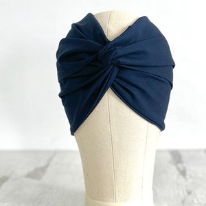 Extra Langes, breites, verstellbares Drahthaarband, dunkelblaues Solid, verdrahtetes Stirnband, Stoff-Kopftuch, Turban, modischer Haarschmuck für Frauen Bild 3