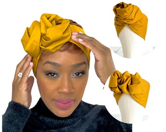 Extra Long Wide Adjustable Wire Headband, Mustard Yellow Solid Colored, Wired Headband, Fabric Head Wrap, Turban, Cotton Headband for Women