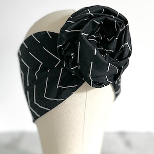 Extra lange brede verstelbare draadhoofdband, abstract geometrisch patroon, bedrade hoofdband, stoffen hoofddoek, tulband, accessoires, dames