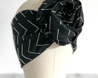 Extra Long Wide Adjustable Wire Headband, Abstract Geometric Pattern, Wired Headband, Fabric Head Wrap, Turban, Accessories, Women