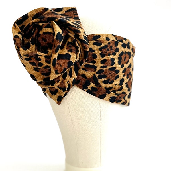 Extra Long Wide ADJUSTABLE WIRE Wrap Headband, Leopard Print Wired Headband, Fabric Head Wrap, Handmade Turban, Boho Chic Accessories