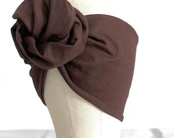 Extra Long Wide Adjustable Wire Headband, Dark Brown Espresso Solid Colored, Wired Headband, Fabric Head Wrap, Turban, Cotton Headband