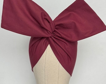 Extra Wide Adjustable Wire Headband, BURGUNDY Wired Head Wrap, Turban, Fashion Hair Accessories for Women