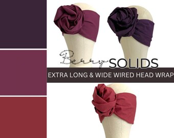 Serre-tête filaire extra long et large réglable, serre-tête pour femme, serre-tête filaire violet et rose, serre-tête en tissu, turban, serre-tête bohème