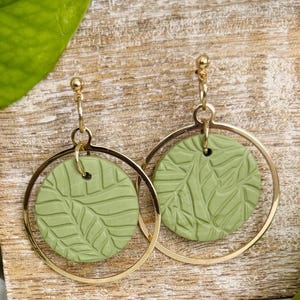 Lightweight Hypoallergenic Boho Gold & Mint Green Polymer Clay Dangle Earrings, Handmade Statement Earrings, Gift for Her