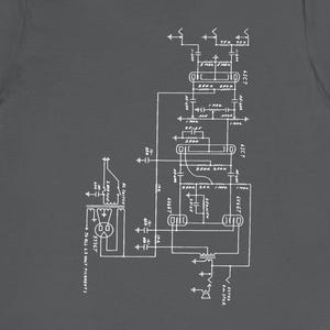 Guitar Tube Amp Schematic | Musician Gift | Music Lover Tee | Deluxe Model 5C3 1953 | Unisex Classic T-Shirt