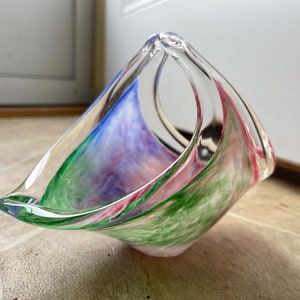 Vintage Murano Lavorazione Italian Art Glass Napkin / Trinket Holder