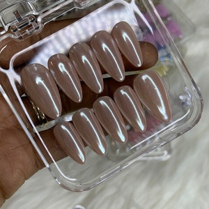 Champagne Chrome/Handmade press on nails/Gel nails/Custom press on nails/Medium Almond/Donut Glazed