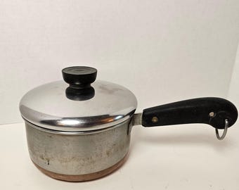 Revere Ware Pre 1968 3/4 Qt Saucepan Copper Clad Bottom Stainless Steel Pot Lid
