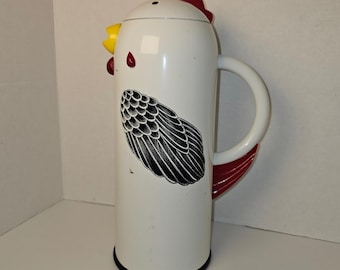 Vintage 1993 Kamenstein Chicken Thermal Carafe Pitcher White Red Rooster