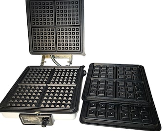 MCM 70s Munsey Waffle Baker Sandwich Grill Griddle White 900W Vintage Made USA