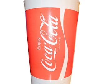 Coca Cola Plastic Tumbler Cup White Red Enjoy Coke Logo Drinkware Collectible
