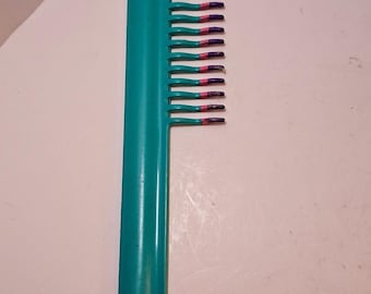 Vintage Goody Hair Pick Comb Teal Pink Purple Tips Wide Tooth Made USA 8 inch