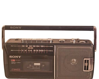 Vintage Sony CFM-140 Cassette-Corder 2 Bands AM FM Portable Radio Korea Ghettoblaster