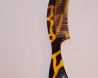 Vintage Goody Faux Tortoise Shell Hair Comb Curved Handle Made USA Amber Brown