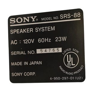 Sony SRS-88PC Active Speaker System Pair Folding Bass Reflex Made in Japan image 2