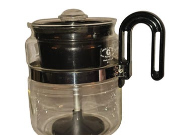 MCM Gemco Vintage Glass Stovetop Percolator Coffee Maker B-5 USA Clear Analog