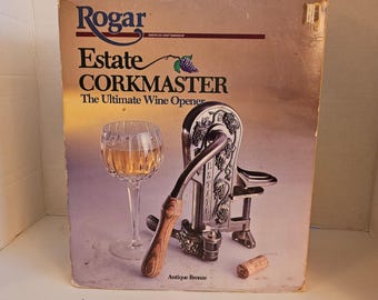 Rogar Estate Corkmaster Wine Opener Antique Bronze Countertop Clamp Vintage USA